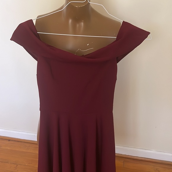B.Darlin Burgundy Flare Dress - Picture 3 of 4